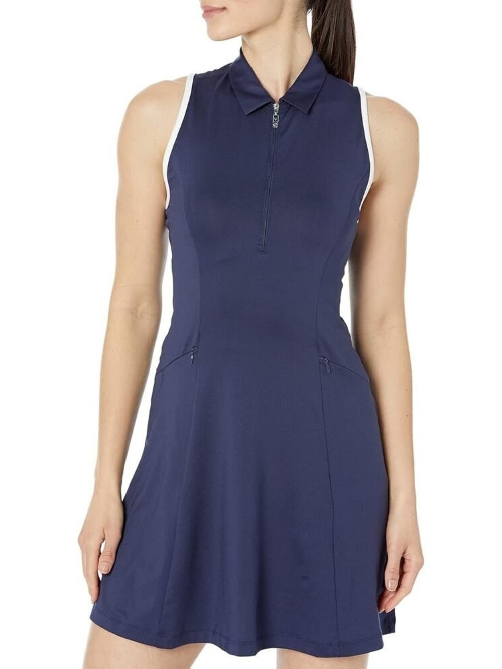 Callaway Navy Blue Sleeveless Polo Golf Dress with White Trim